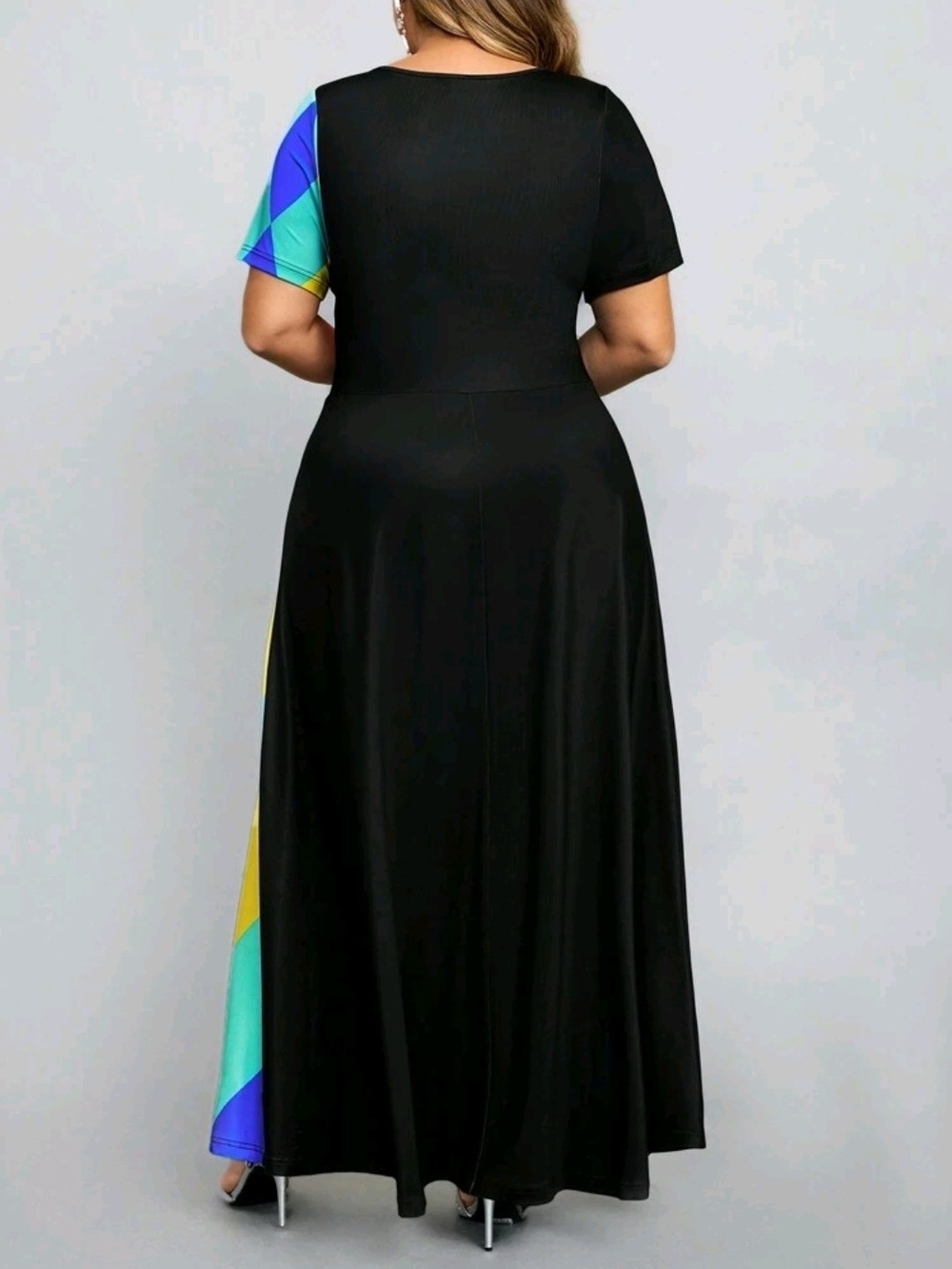SHEIN CURVE COLORFUL MAXI DRESS SZ 1X - Picture 3 of 4